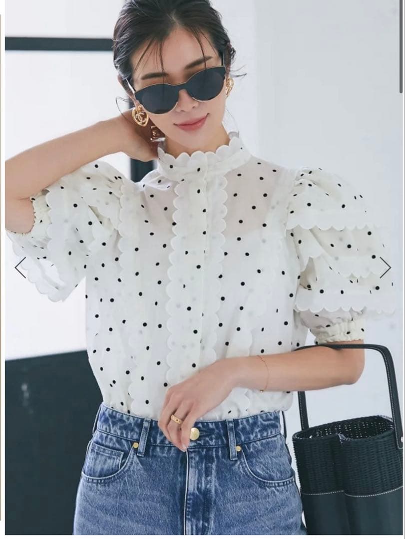 セブンテン　スカラップティアードブラウス