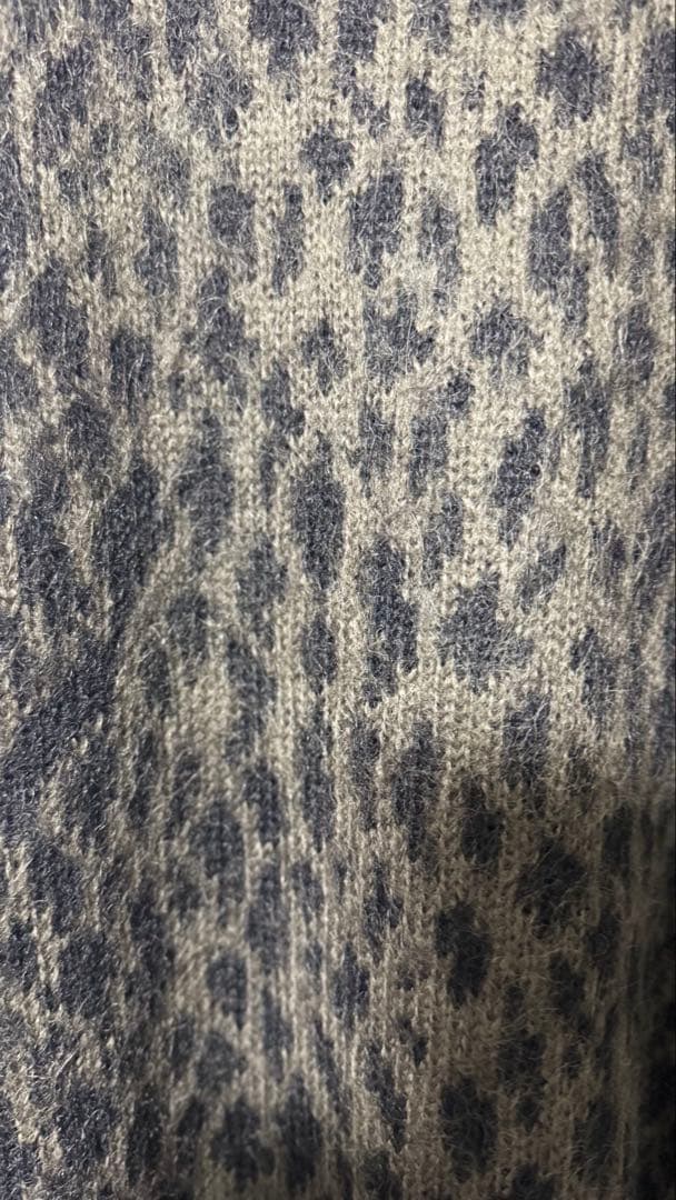 XL【美中古】ワコマリア ヘビーモヘア レオパード カーディガン カーキ