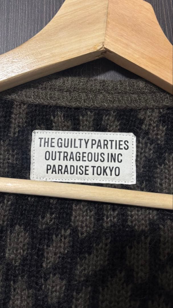 XL【美中古】ワコマリア ヘビーモヘア レオパード カーディガン カーキ