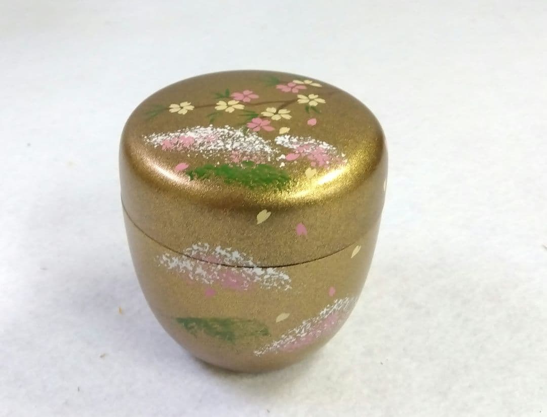 茶道具 薄器 中棗 梨子地 桜 山笑 内梨子地 樹脂製 東雲 吉野桜