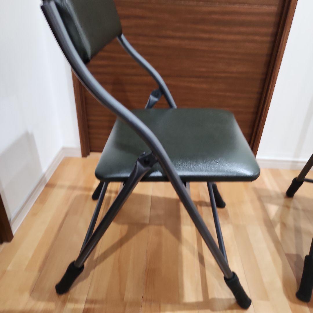 関家具ダークグリーン折りたたみ椅子2脚セット