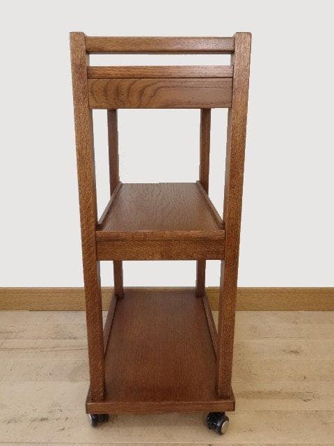 北海道手作り家具　ナラ材　木製　ワゴン引出付　勇峰工芸（新）