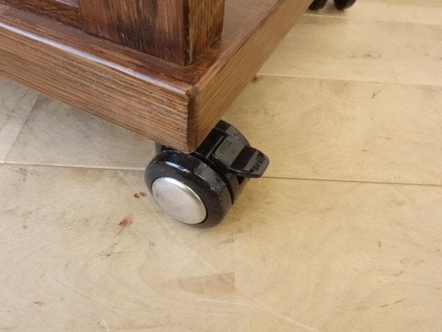 北海道手作り家具　ナラ材　木製　ワゴン引出付　勇峰工芸（新）