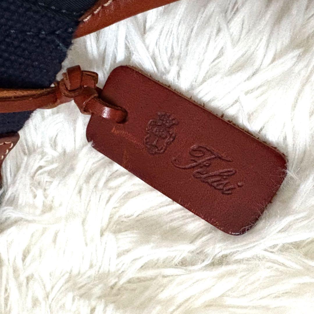 極美品✨felisi フェリージ　ウエストポーチ　ナイロン　レザー　紺　799
