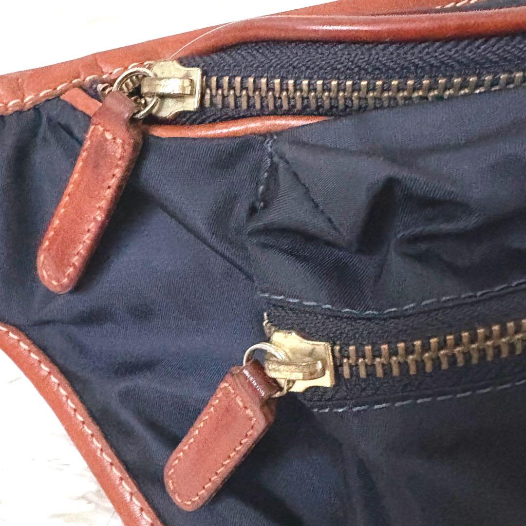 極美品✨felisi フェリージ　ウエストポーチ　ナイロン　レザー　紺　799