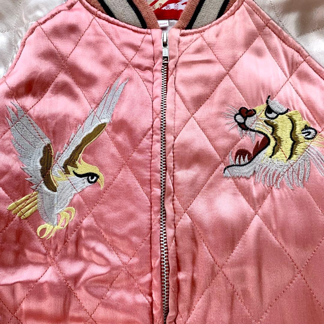 HOUSTON JAPAN ヒューストン スカジャン 刺繍 虎 鷹 龍 M