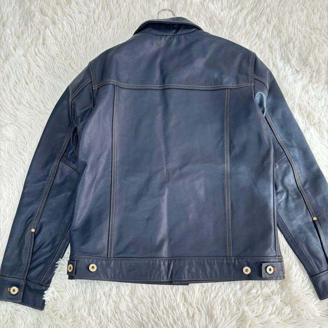 新品未使用✨レザートラッカージャケット　Gジャン　1st 本革　ネイビー