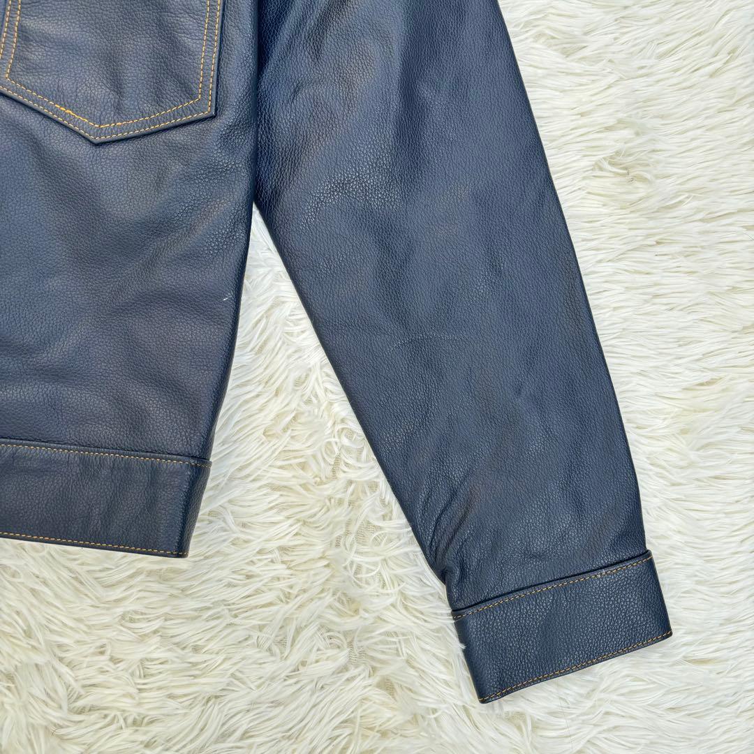 新品未使用✨レザートラッカージャケット　Gジャン　1st 本革　ネイビー