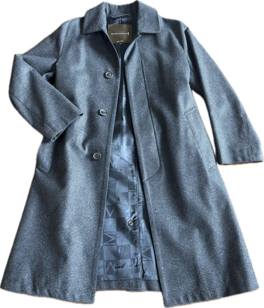 ステンカラーコート グレー チェック