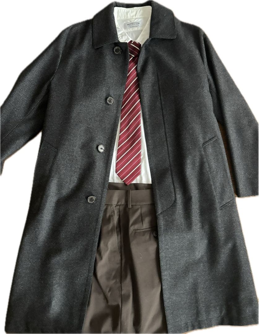 ステンカラーコート グレー チェック