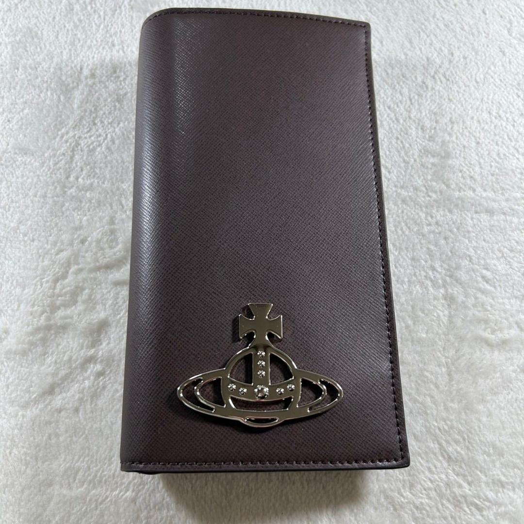 ヴィヴィアンウエストウッド ファスナー付き 長財布 オーブ ブラウン