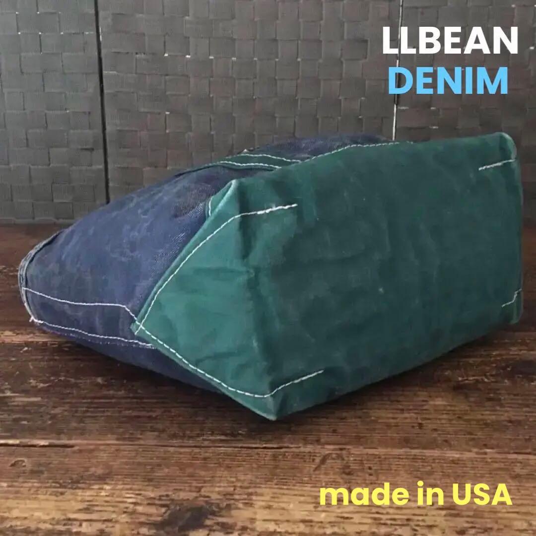 超珍品／LLBEAN／デニム／トート／NAVY／GREEN／80s／希少／旧タグ