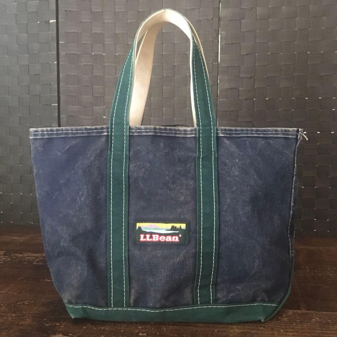 超珍品／LLBEAN／デニム／トート／NAVY／GREEN／80s／希少／旧タグ
