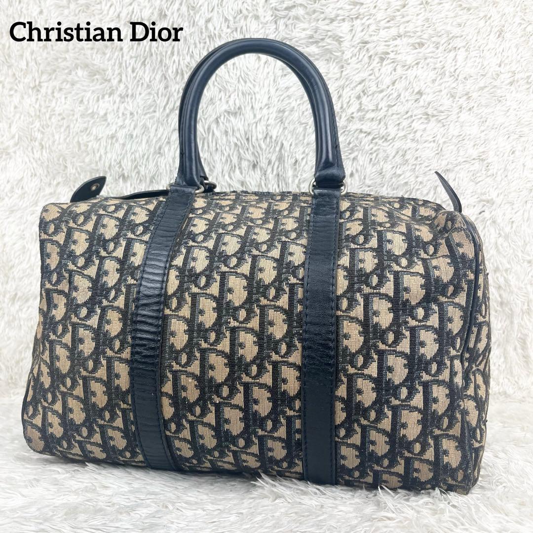 【美品】クリスチャンディオール トロッター ボストンバッグ ネイビー