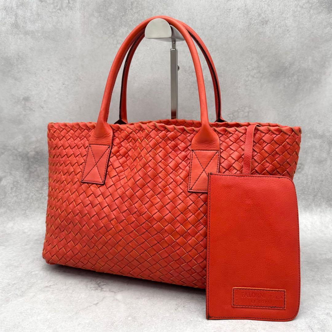 美品 FALORNI イントレチャート トートバッグ A4サイズ◎ ポーチ付き