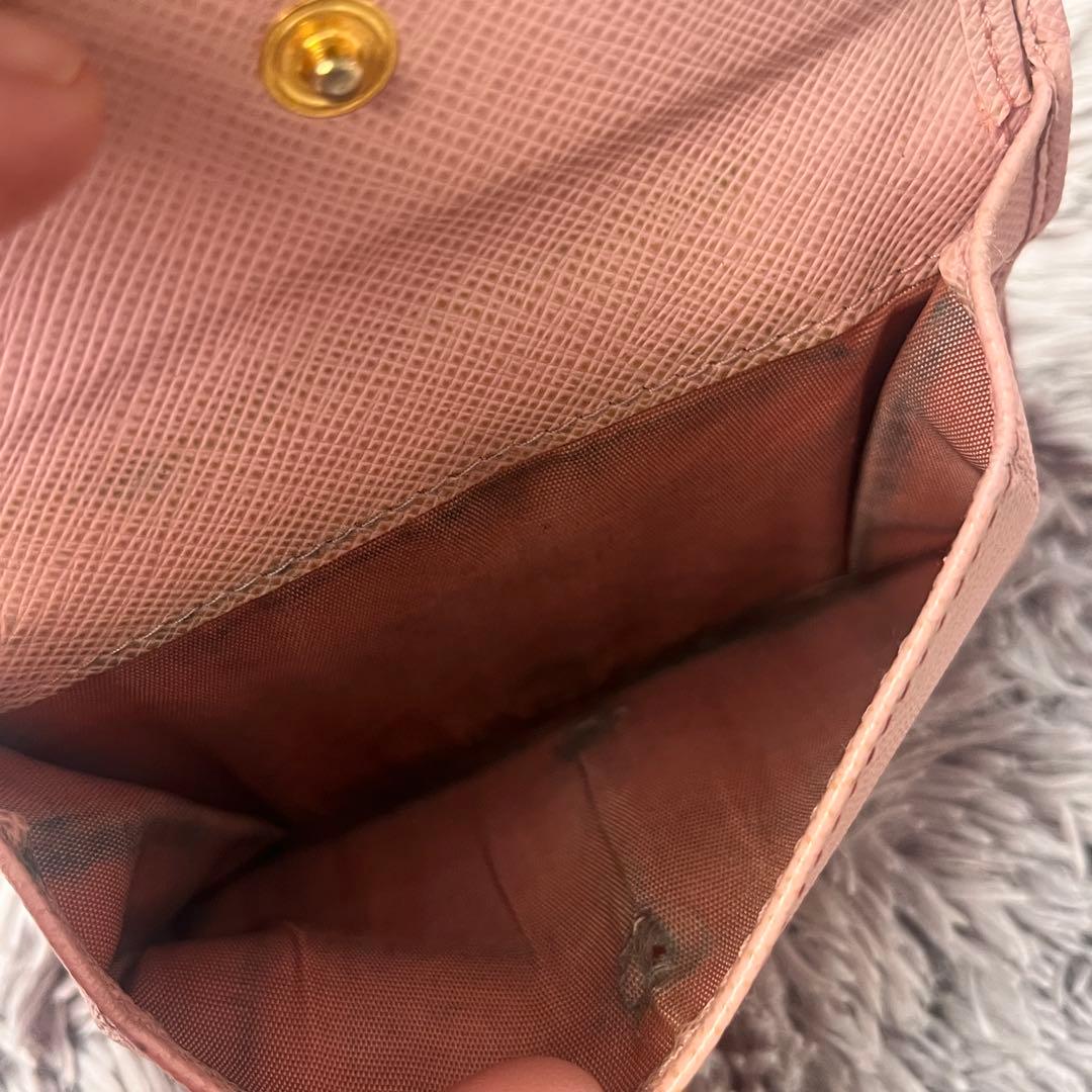 PRADA✨シャイン　折り財布　サフィアーノ　ピンク　レディース