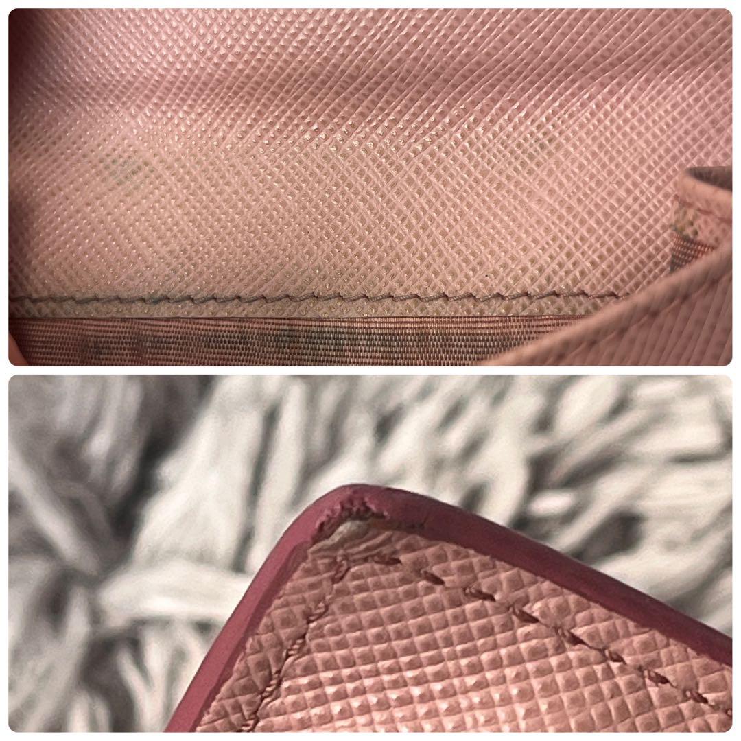 PRADA✨シャイン　折り財布　サフィアーノ　ピンク　レディース
