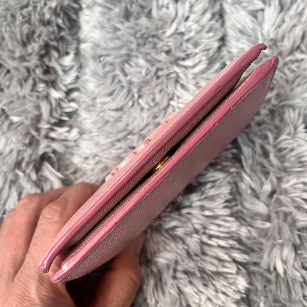 PRADA✨シャイン　折り財布　サフィアーノ　ピンク　レディース