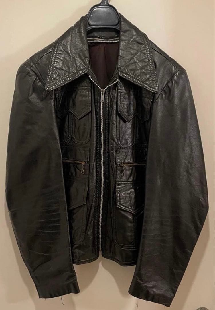 70s ブラック クラフトレザージャケット サイズ40 eastwest