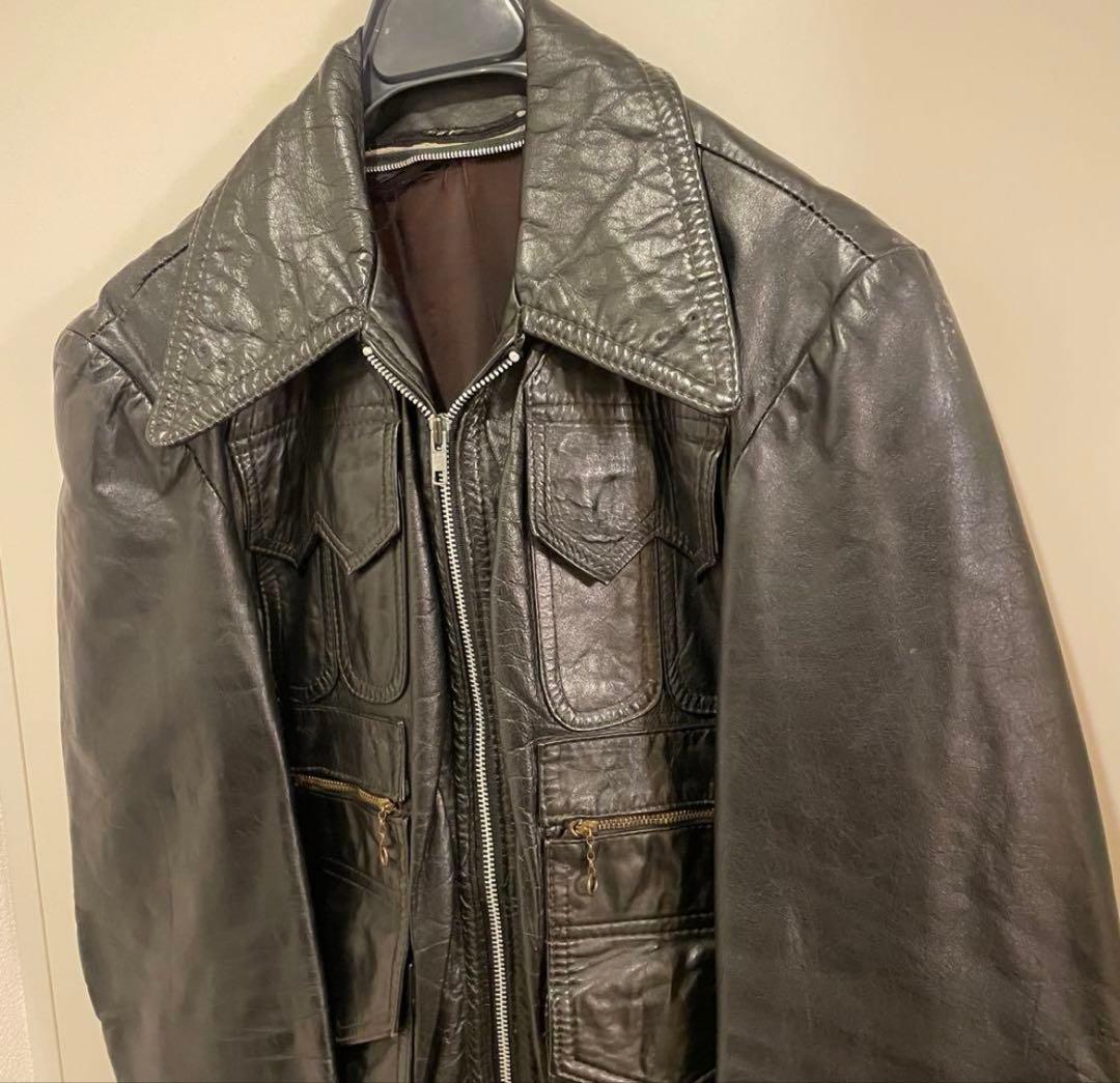 70s ブラック クラフトレザージャケット サイズ40 eastwest