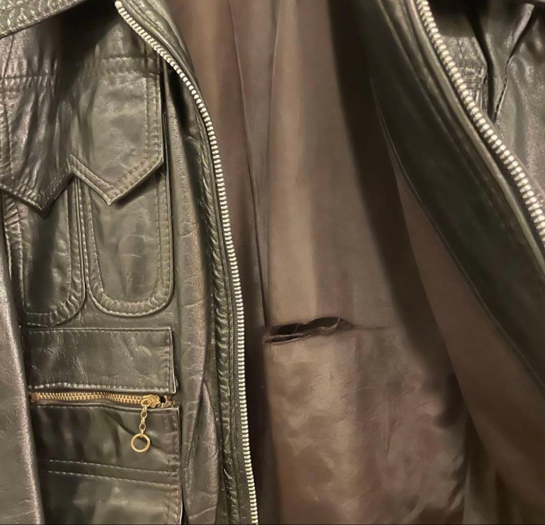 70s ブラック クラフトレザージャケット サイズ40 eastwest