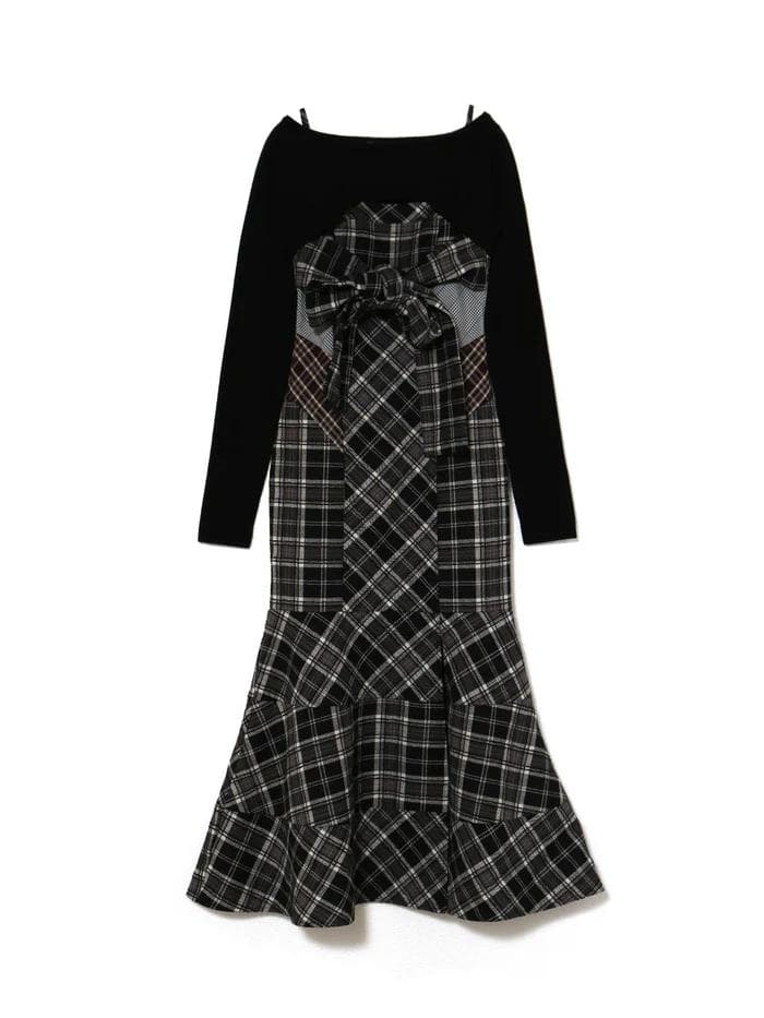 Juni check dress Black Sサイズ