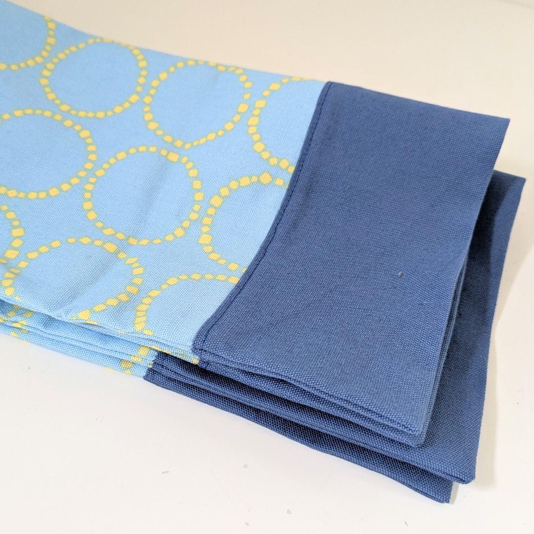 入園3点セット、道具袋、絵本袋　イエロー円柄水色×スモーキーブルー　MIYOさん