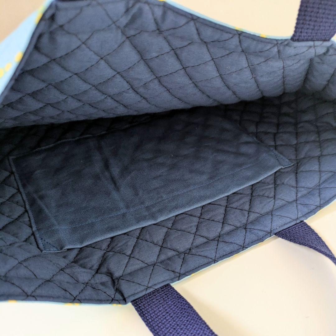 入園3点セット、道具袋、絵本袋　イエロー円柄水色×スモーキーブルー　MIYOさん