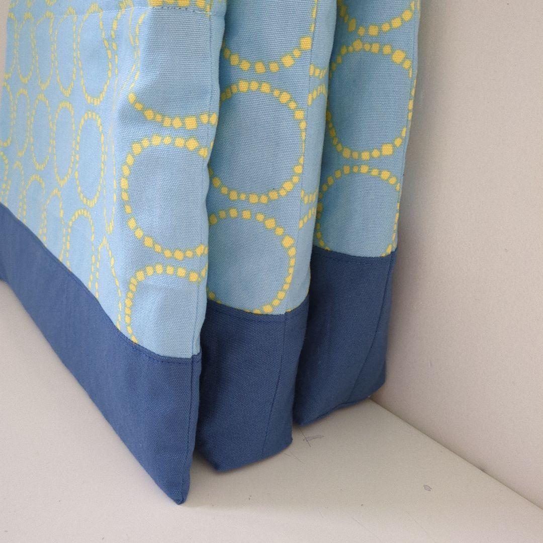 入園3点セット、道具袋、絵本袋　イエロー円柄水色×スモーキーブルー　MIYOさん