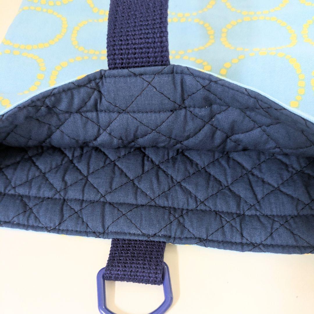 入園3点セット、道具袋、絵本袋　イエロー円柄水色×スモーキーブルー　MIYOさん