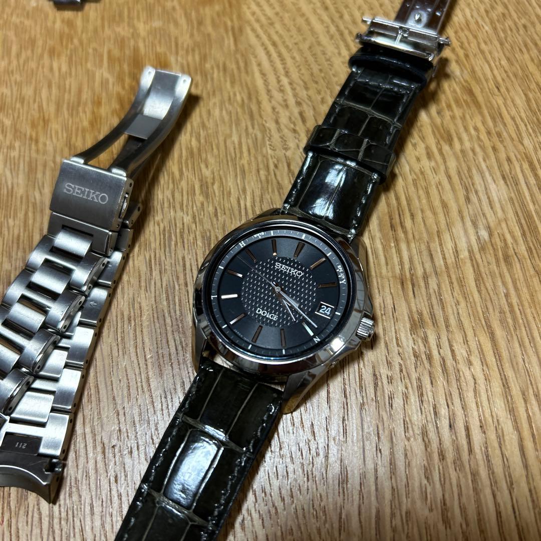 SEIKO DOLCE チタン電波ソーラー　クロコダイル　Dバックルベルト