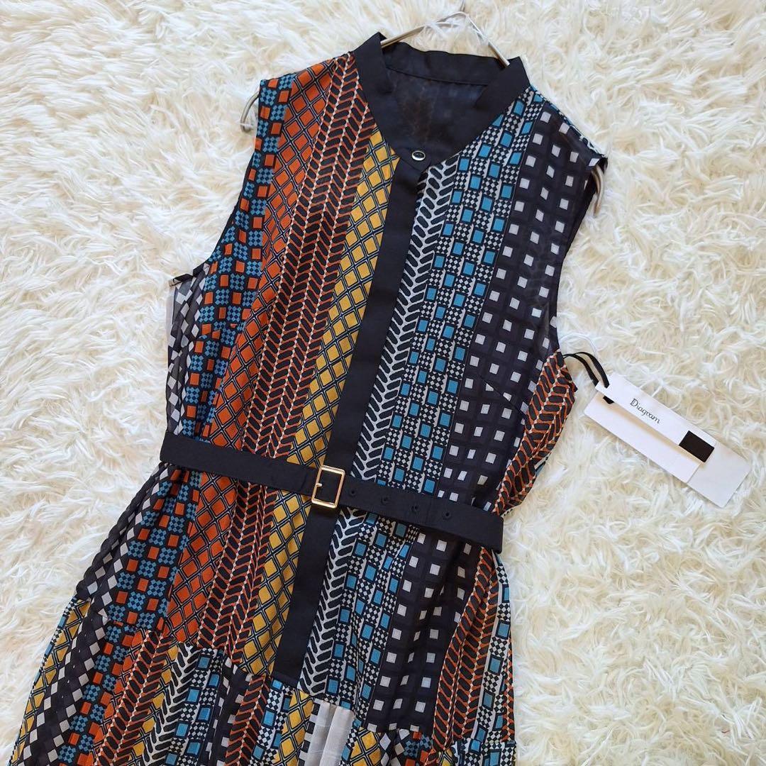 未使用タグ付✨ダイアグラム 23AWマルチストライププリーツワンピース