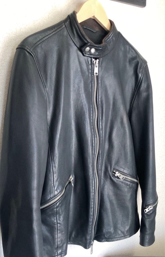 オールセインツ　ALL SAINTS 羊革　レザーシングルライダースジャケット