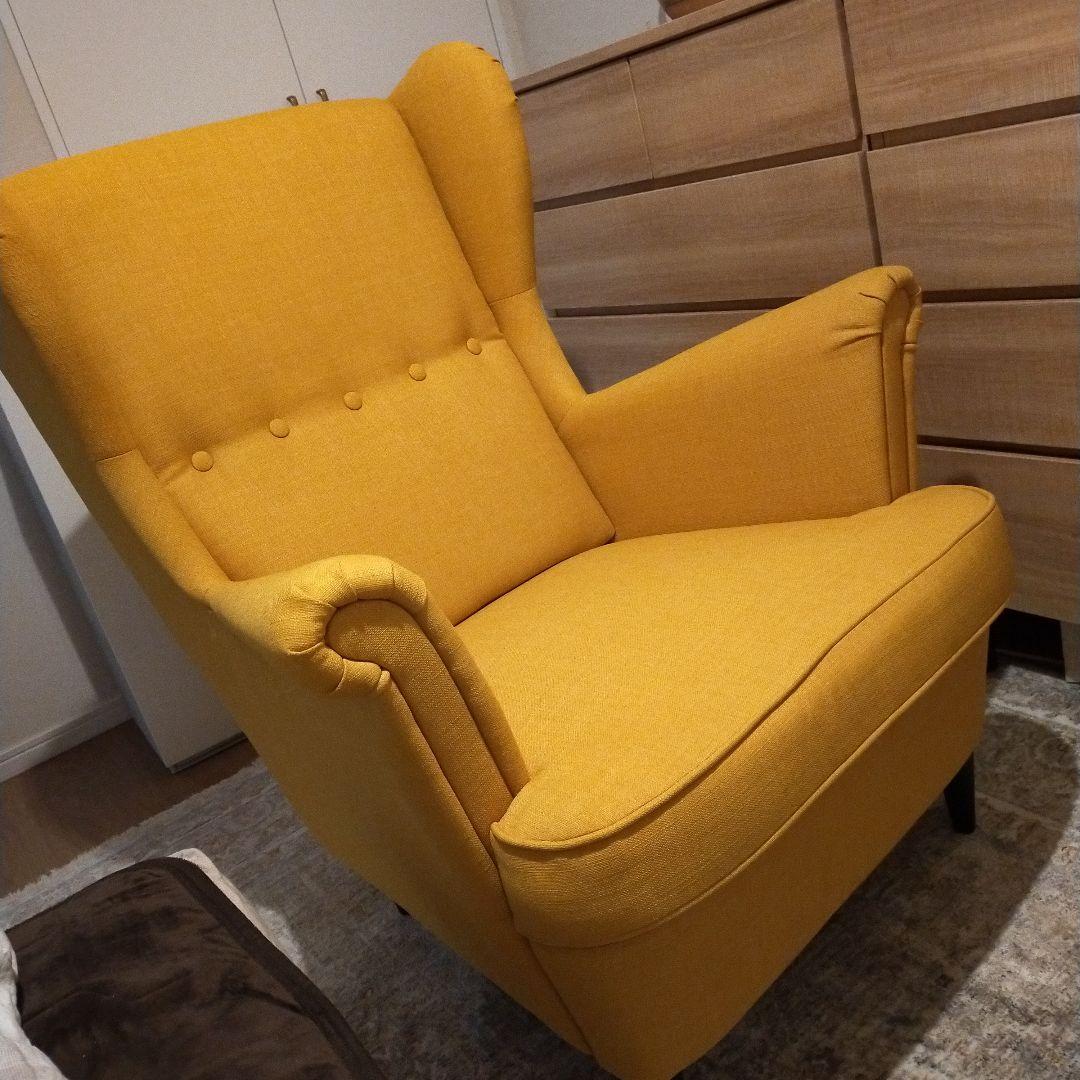 【美品】IKEA ストランドモン イエロー ウィングチェア スキフテボー