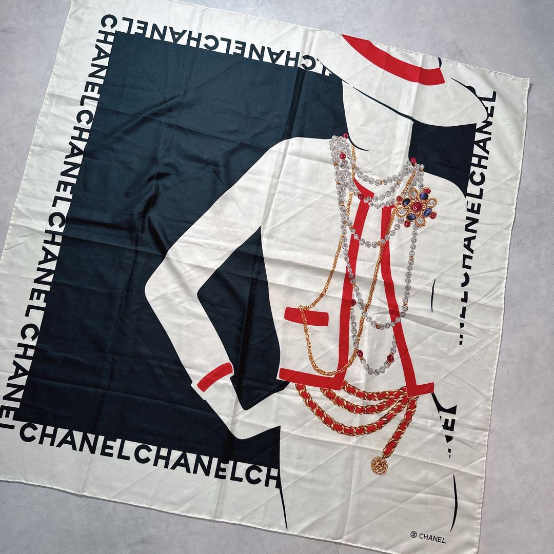 CHANEL シャネル スカーフ シルク 宝石柄 ジュエリー