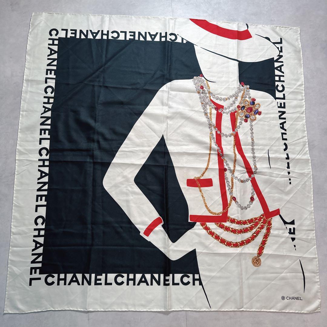 CHANEL シャネル スカーフ シルク 宝石柄 ジュエリー