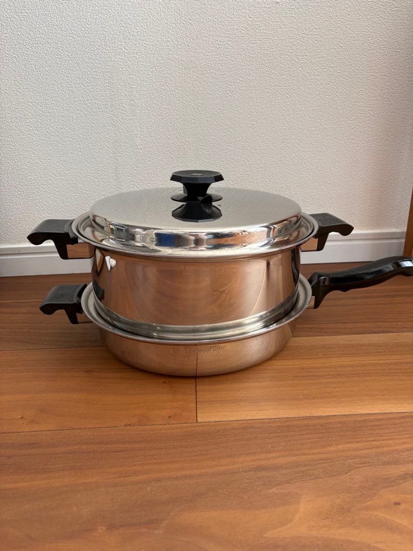 アメリカ製 NewEra ステンレス多層鍋　フライパン３点セット　30㎝　無水鍋