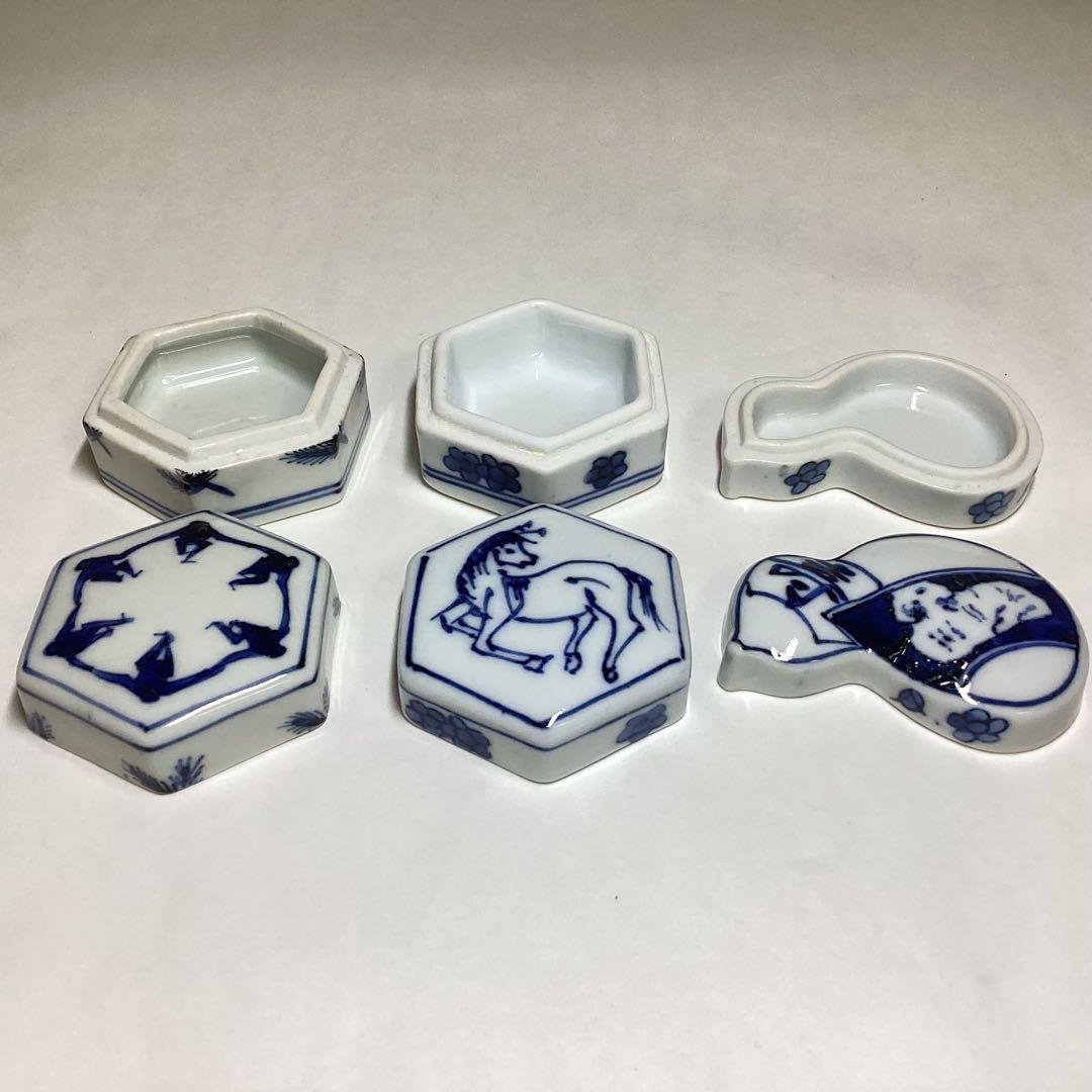 香合 染付 西村徳泉 3個セット 紙箱入 茶道具 古物品