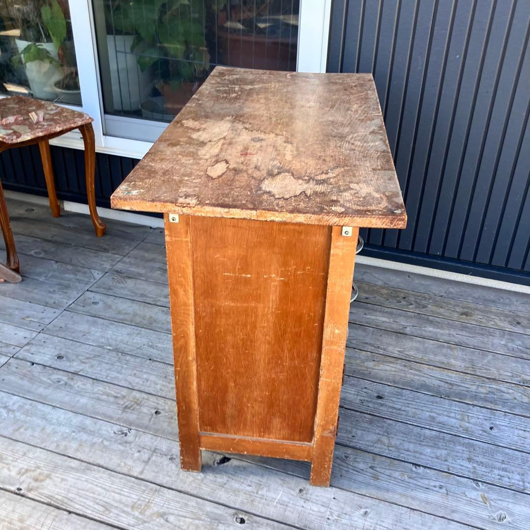 昭和レトロ 古家具 木製 片袖 書斎机 勉強机 文机 古道具 ヴィンテージ