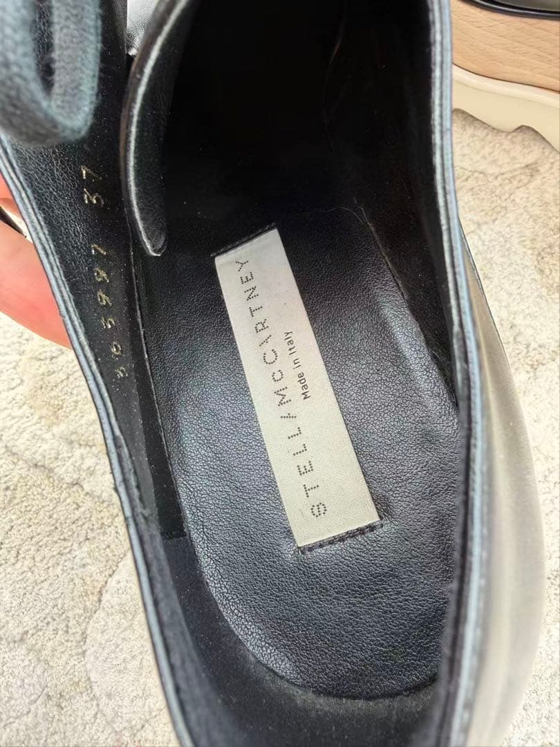 ステラマッカートニー　ブラックレザーウェッジソールスニーカー　37