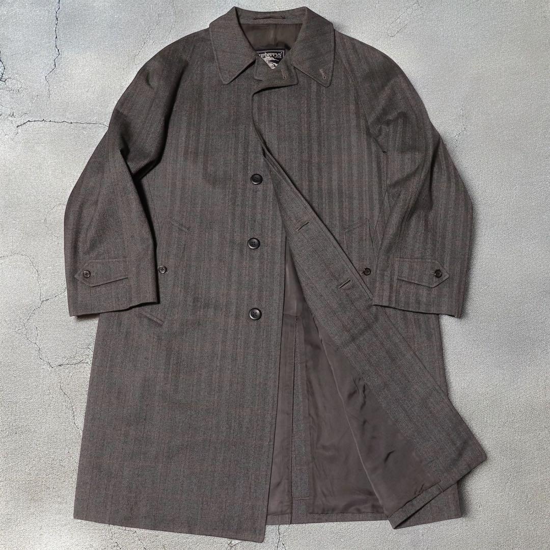 60s 70s★BURBERRY★ウール ステンカラーコート★HBT★チェック