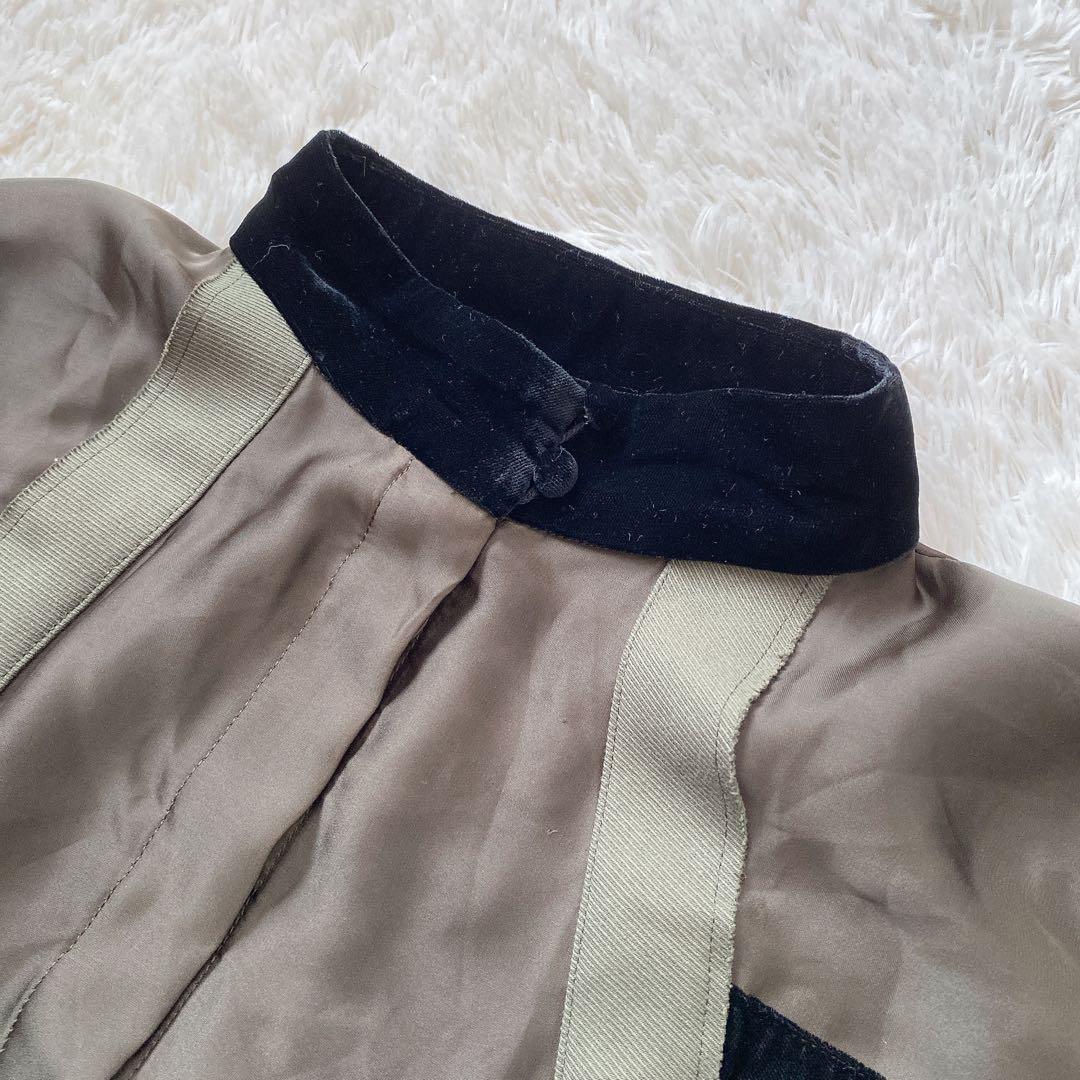 sakai サカイ ベロア切り替え メッシュ スリーヴ オーバーブラウス