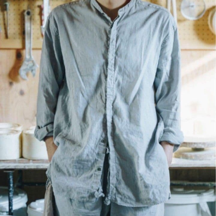 confect UpcycleLino バンドカラーシャツ サイズ2