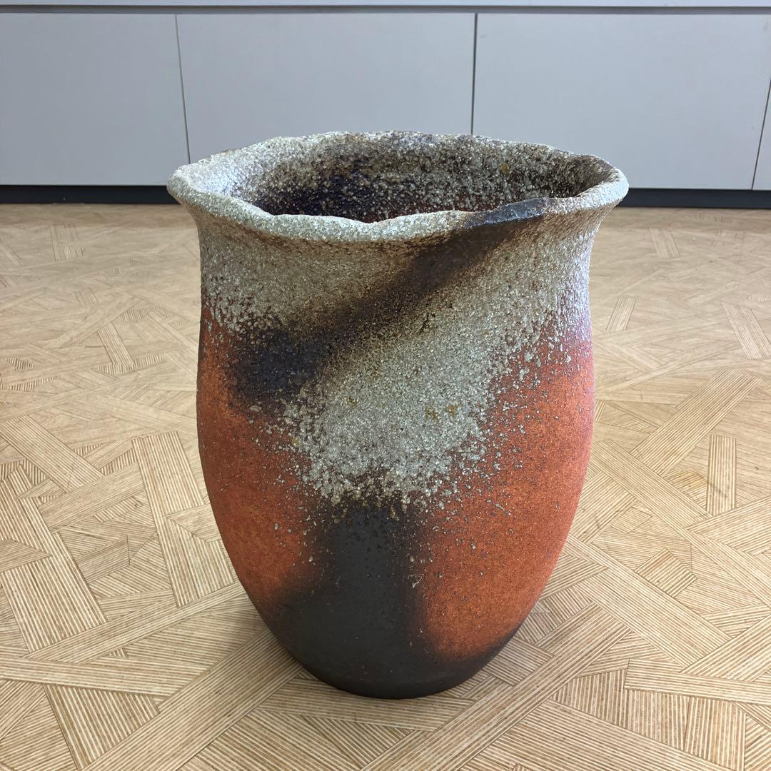 お値下げしました。信楽焼火色傘立て