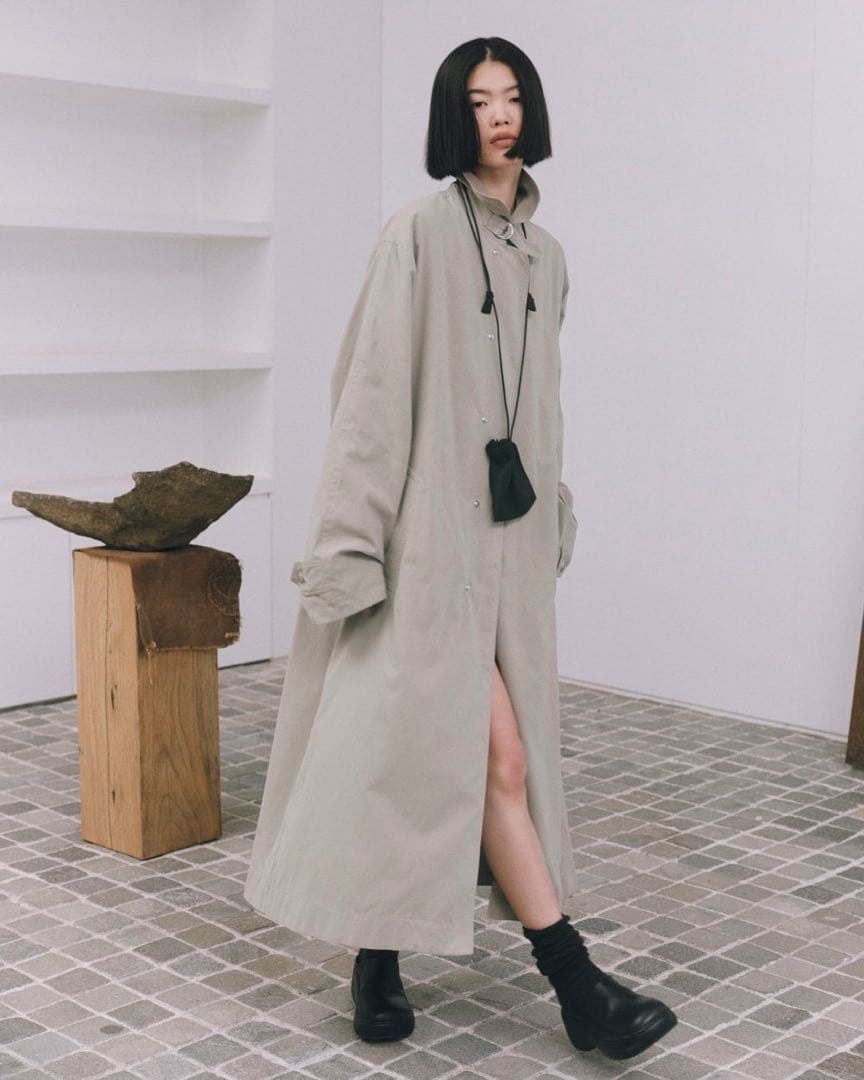todayful Soutiencollar Trench Coat オリーブ