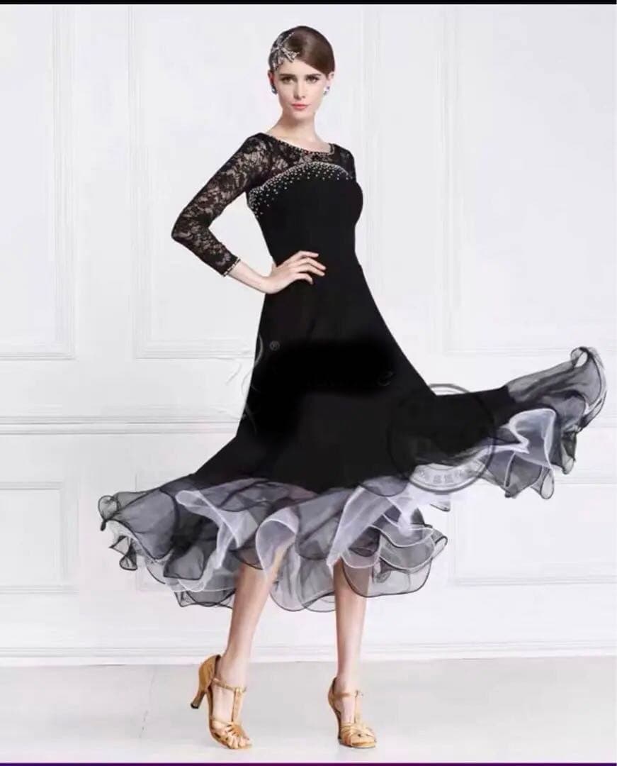 社交ダンスドレス 黒 レースおまけ付き