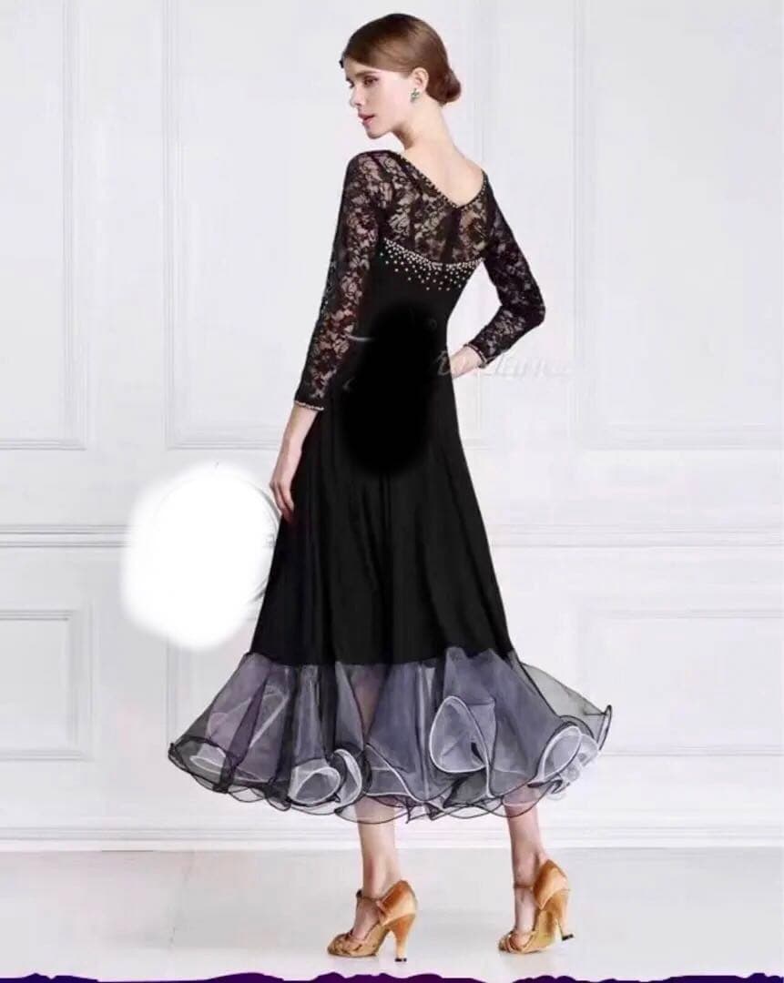 社交ダンスドレス 黒 レースおまけ付き
