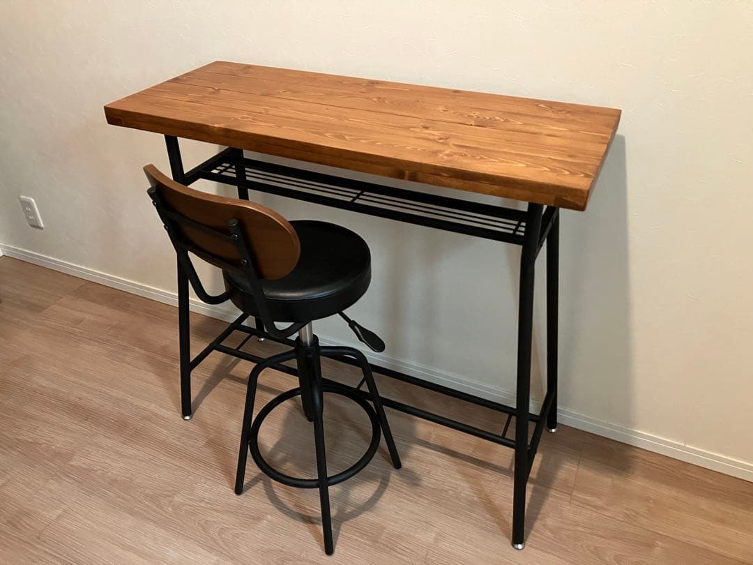 カウンターテーブル◆CD-96◆バーテーブル/ハイテーブル◆メタル+天然木◆美品