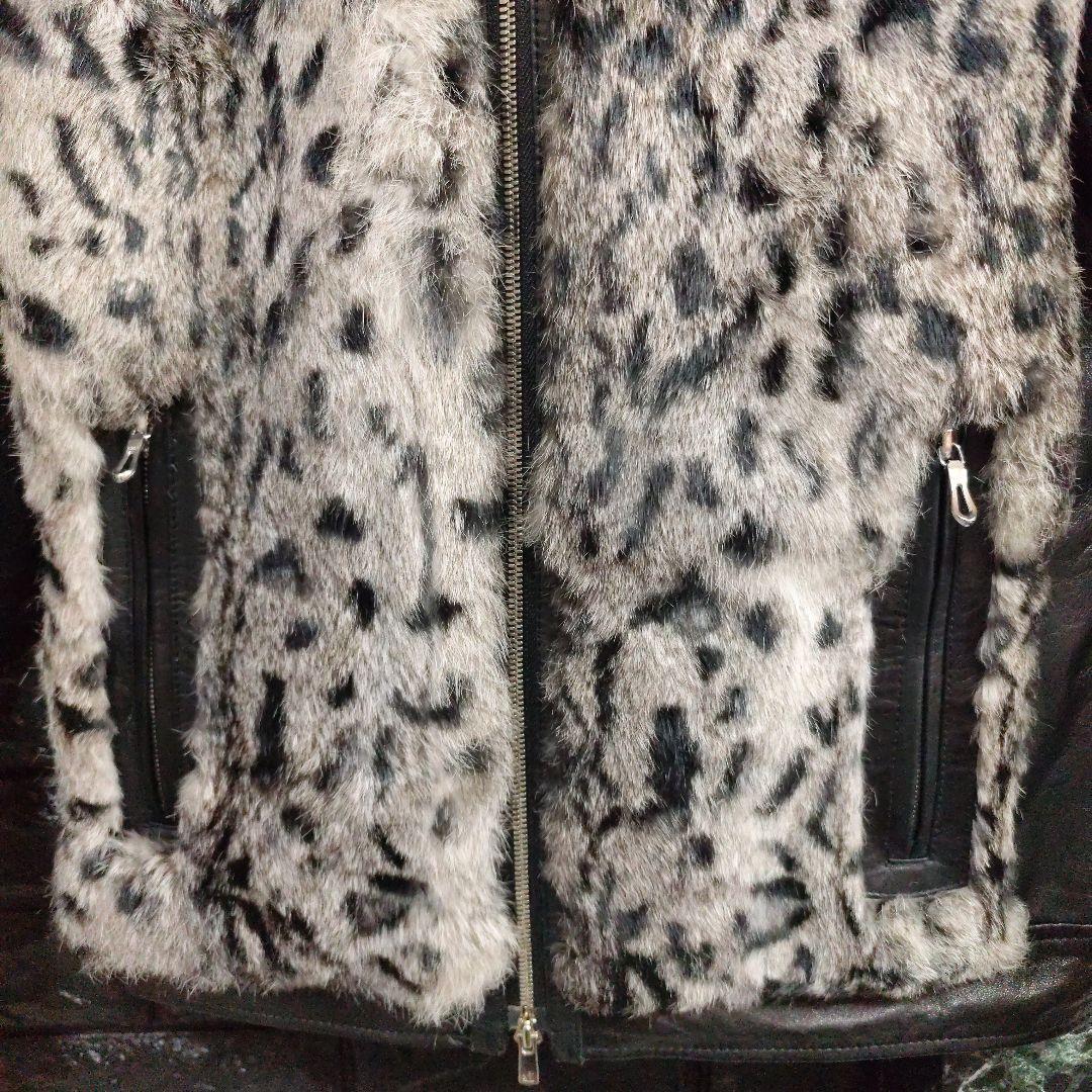 よ　美品５３５１プールオム 羊革×ラビットファージャケットラクーンファーＭ