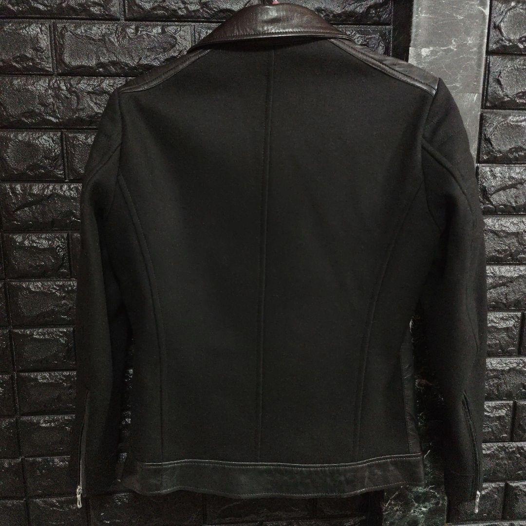 よ　美品５３５１プールオム 羊革×ラビットファージャケットラクーンファーＭ